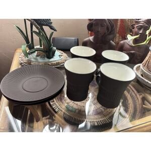 Dansk Flamestone 4 Coffee Cups/3 Saucers, Quistgaard, Made in Demark